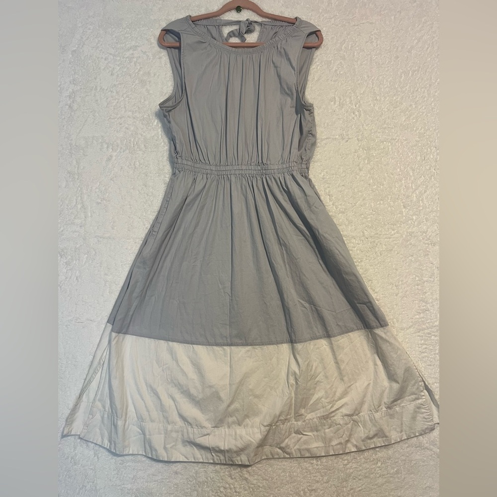 FREE ASSEMBLY Gray - Blue and White Sleeveless Midi Dress